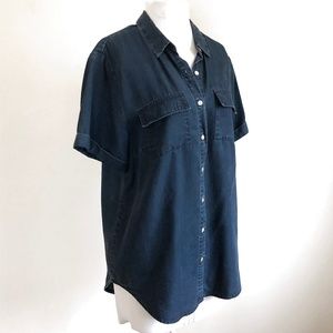 A New Day Denim Short Sleeve Shirt Tunic Top M